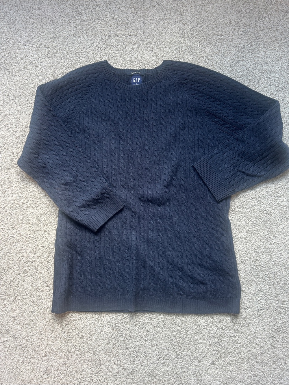 GAP Women's Dark Blue Cable Crewneck Sweater